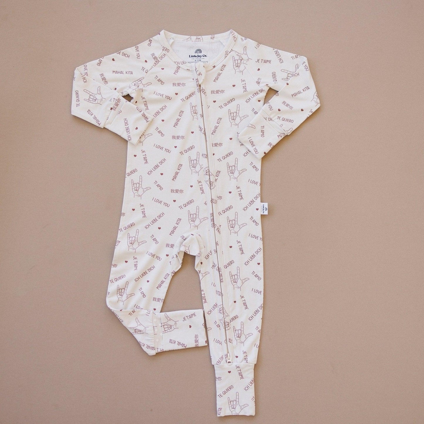 I Love You Multilingual Bamboo Zippy Romper - Little Joy Co.