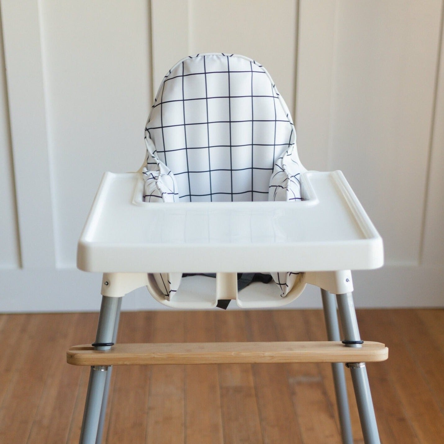 White & Black Windowpane Cushion Cover for the IKEA Antilop Highchair - Wipeable IKEA Antilop Cushion Cover Inflatable Insert - Checkered