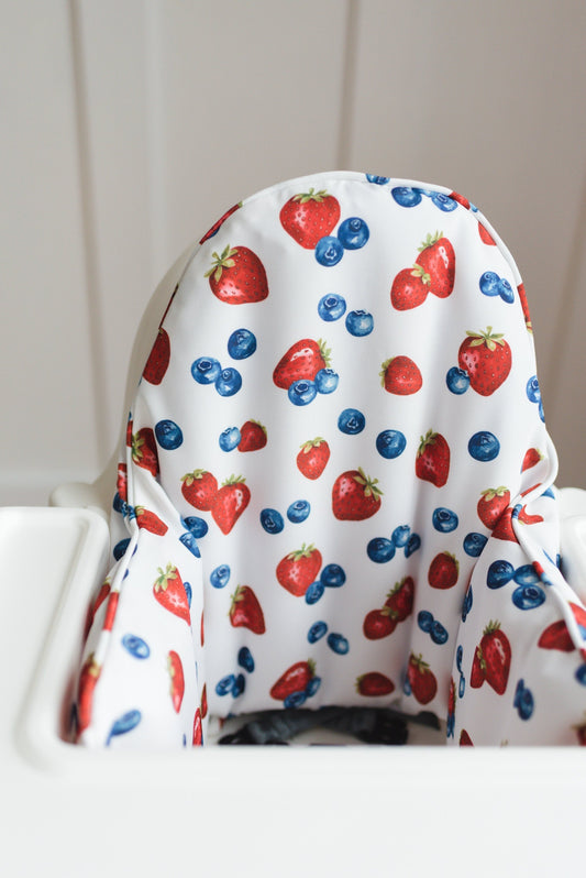 Berries Cushion Cover for the IKEA Antilop Highchair - Wipeable IKEA Antilop Cushion Cover - 4th of July Red White Blue Strawberry Blueberry