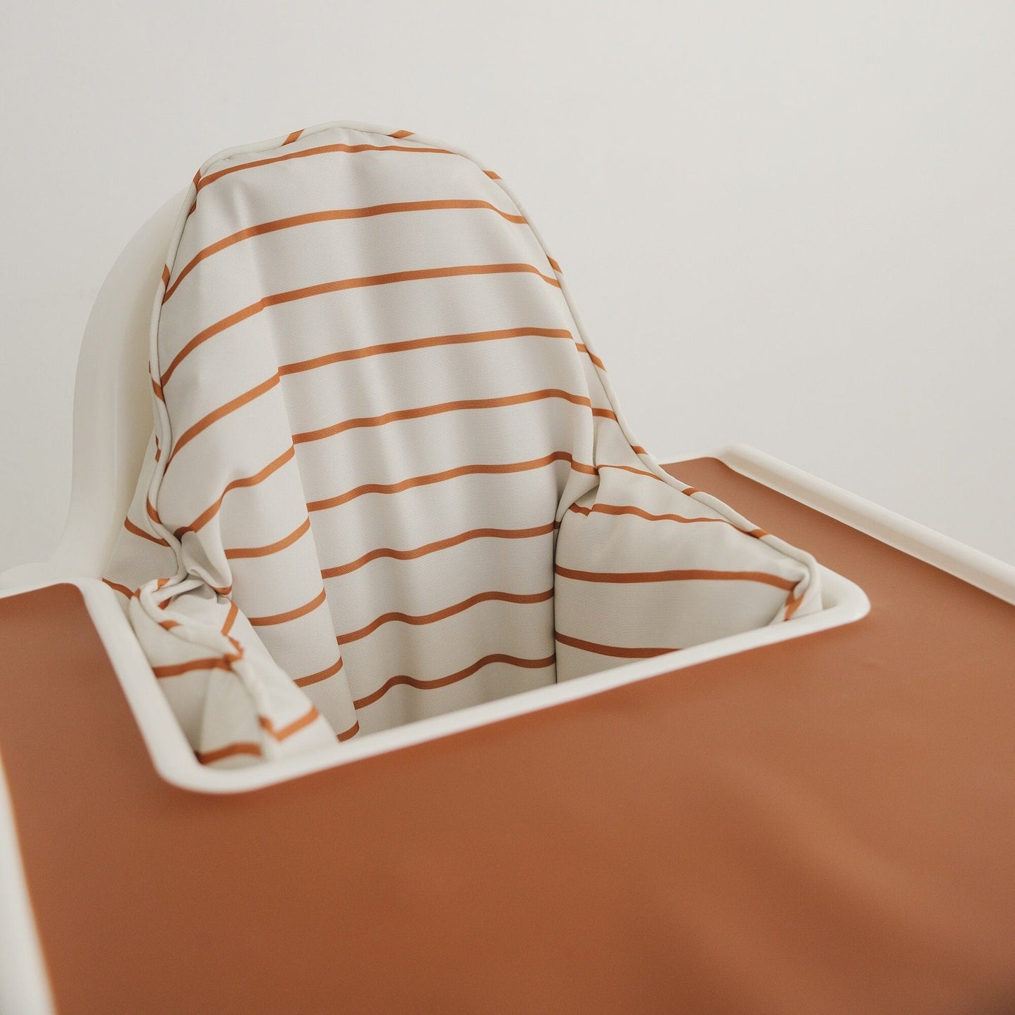 Neutral Camel Stripes Cushion Cover for the IKEA Antilop Highchair - Wipeable IKEA Antilop Cushion Cover with Inflatable Cushion Insert Boy