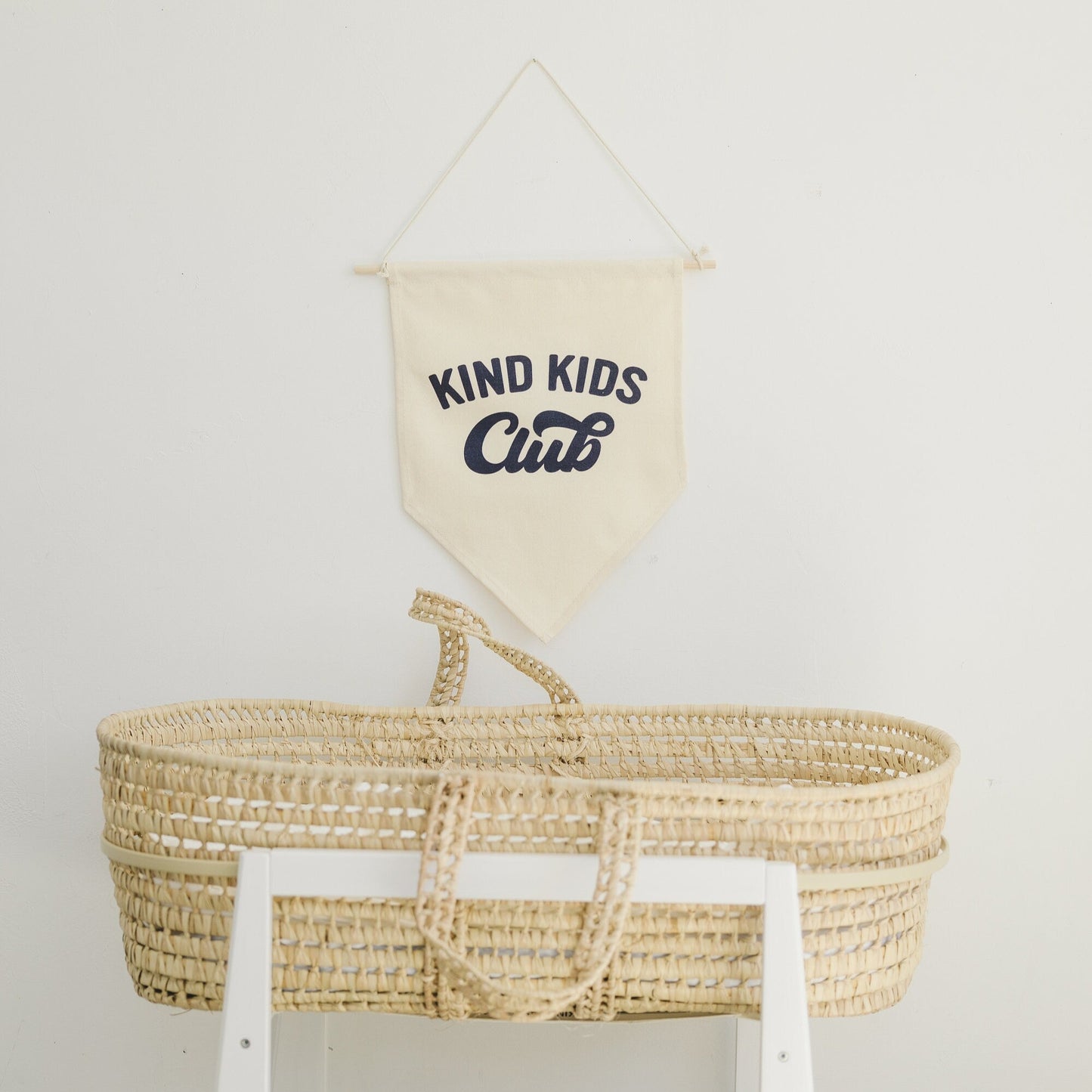 KIND KIDS CLUB Hanging Canvas Pennant - Natural Canvas Banner - Baby Boy Nursery Decor - Girls or Boys Playroom Flag - Kids Play Room Decor