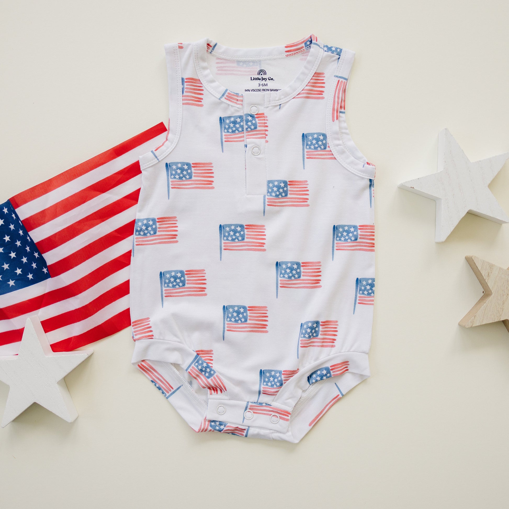 Flag Print Bamboo Romper