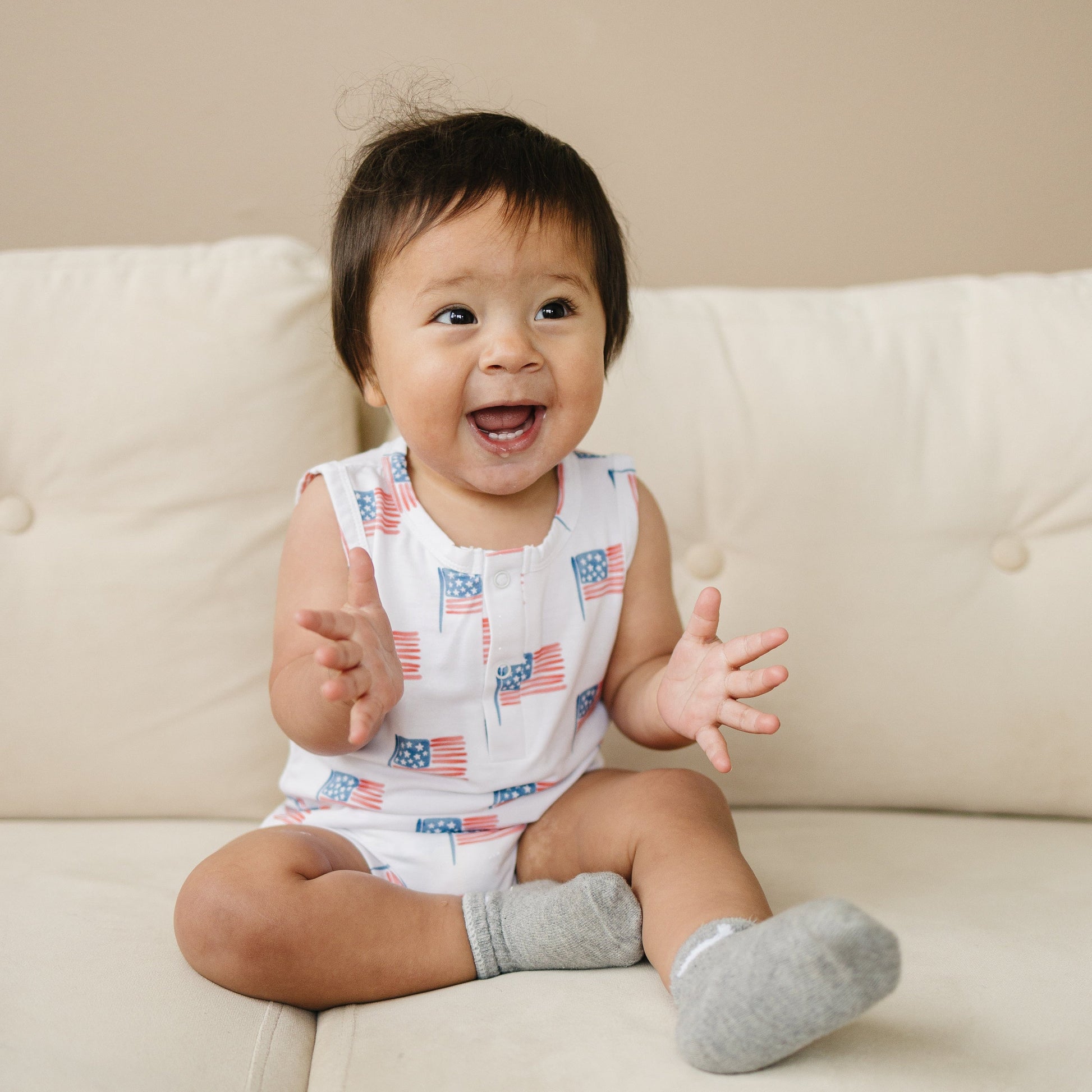 Flag Print Bamboo Romper