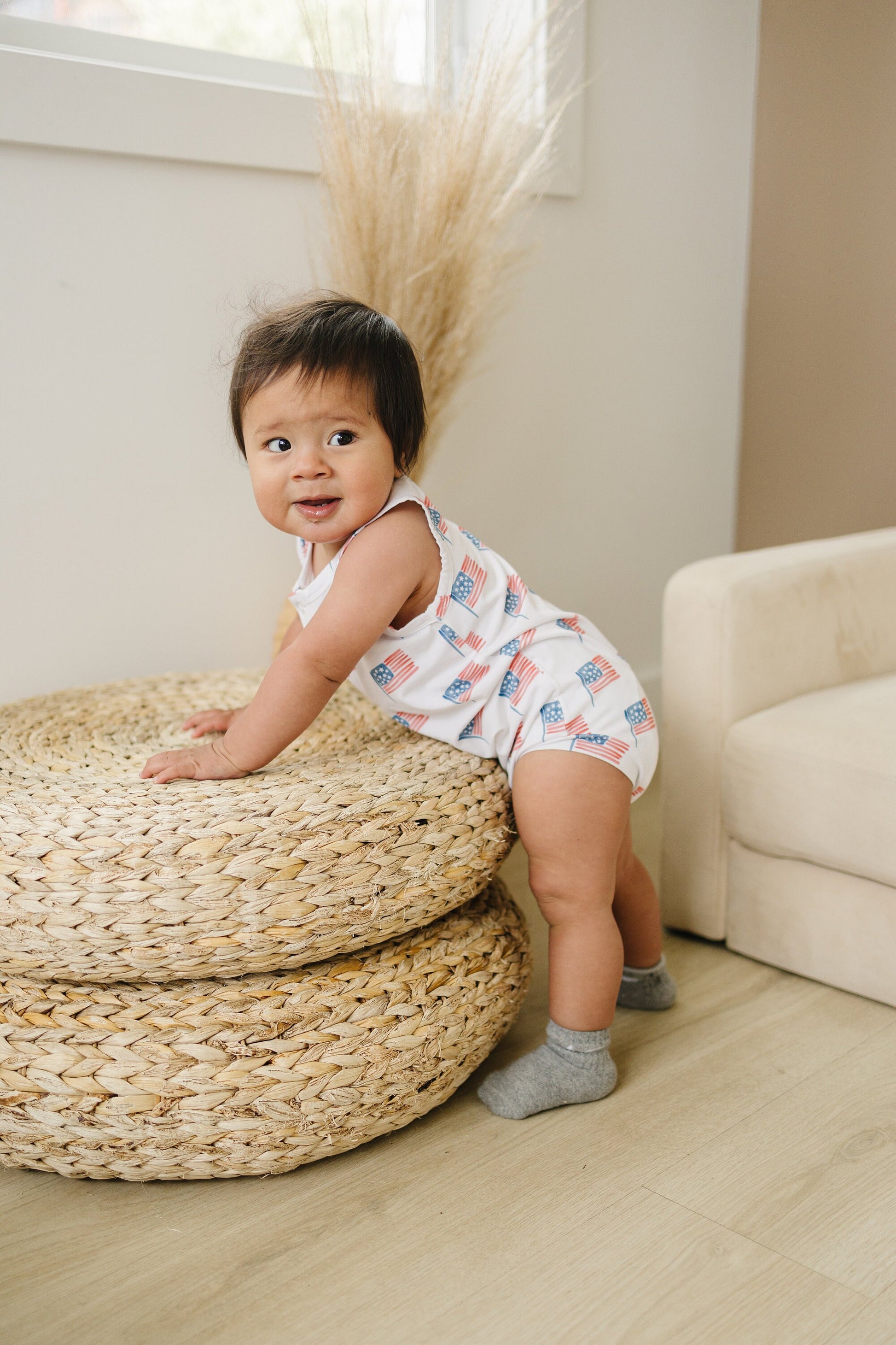 Flag Print Bamboo Romper