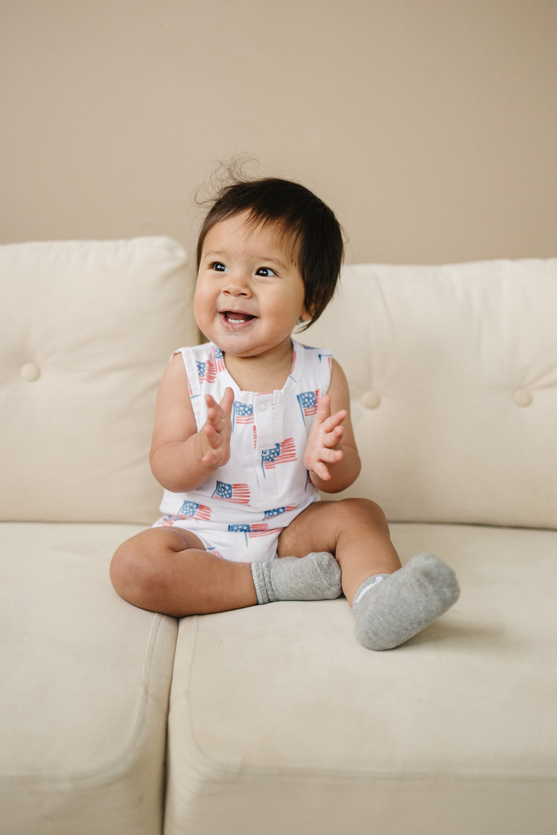 Flag Print Bamboo Romper