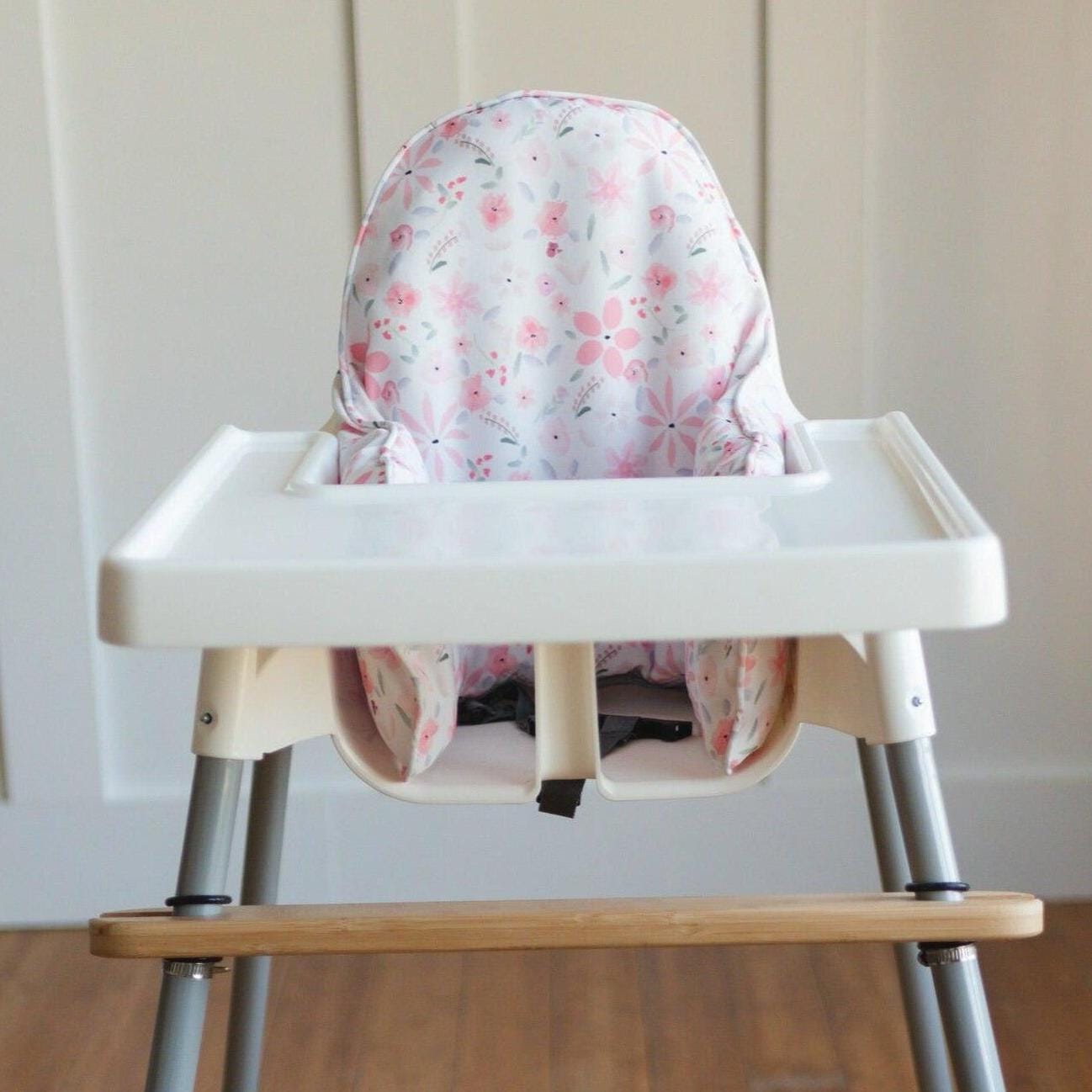 Pink Floral Cushion Cover for the IKEA Antilop Highchair - Flower Wipeable IKEA Antilop Cushion Cover with Inflatable Cushion Insert - Girl