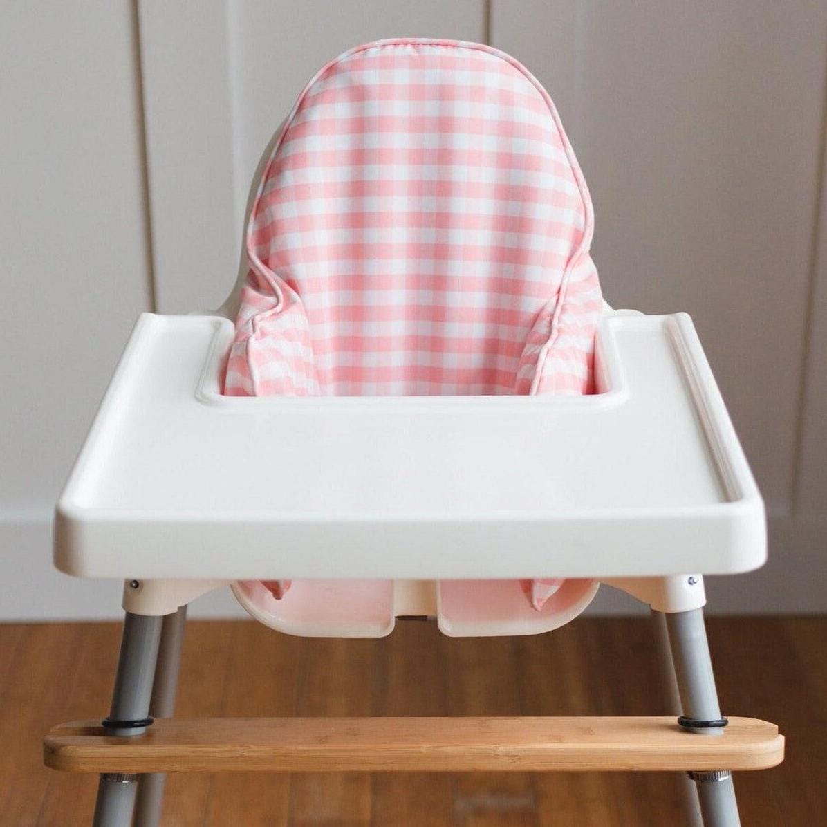Pink Gingham Cushion Cover for the IKEA Antilop Highchair - Summer Wipeable IKEA Antilop Cushion Cover with Inflatable Cushion Insert - Girl