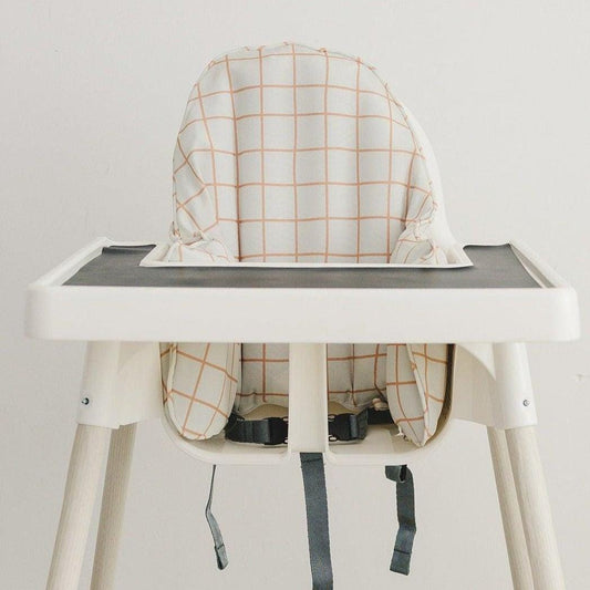 Camel Windowpane Plaid Cushion Cover for the IKEA Antilop Highchair - Wipeable IKEA Antilop Cushion Cover with Inflatable Cushion Insert Boy