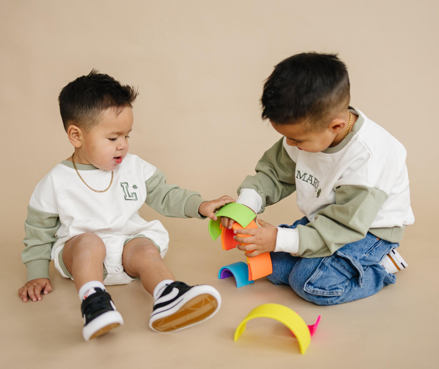 Custom Embroidered St. Patrick's Day Colorblock Sweatshirt - Crewneck or Romper