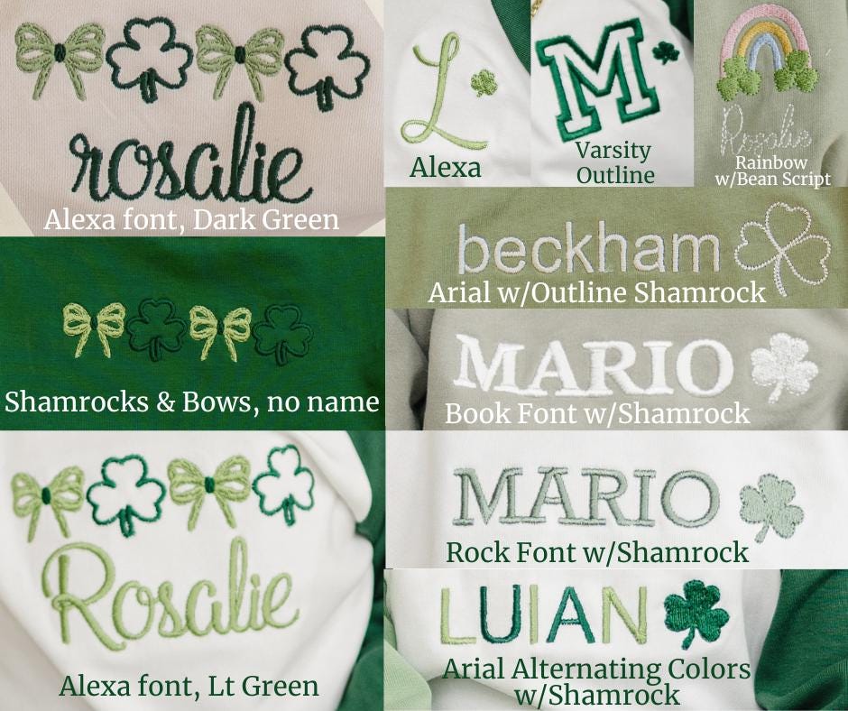 Custom Embroidered St. Patrick's Day Sweatshirt Romper - Bows & Shamrocks
