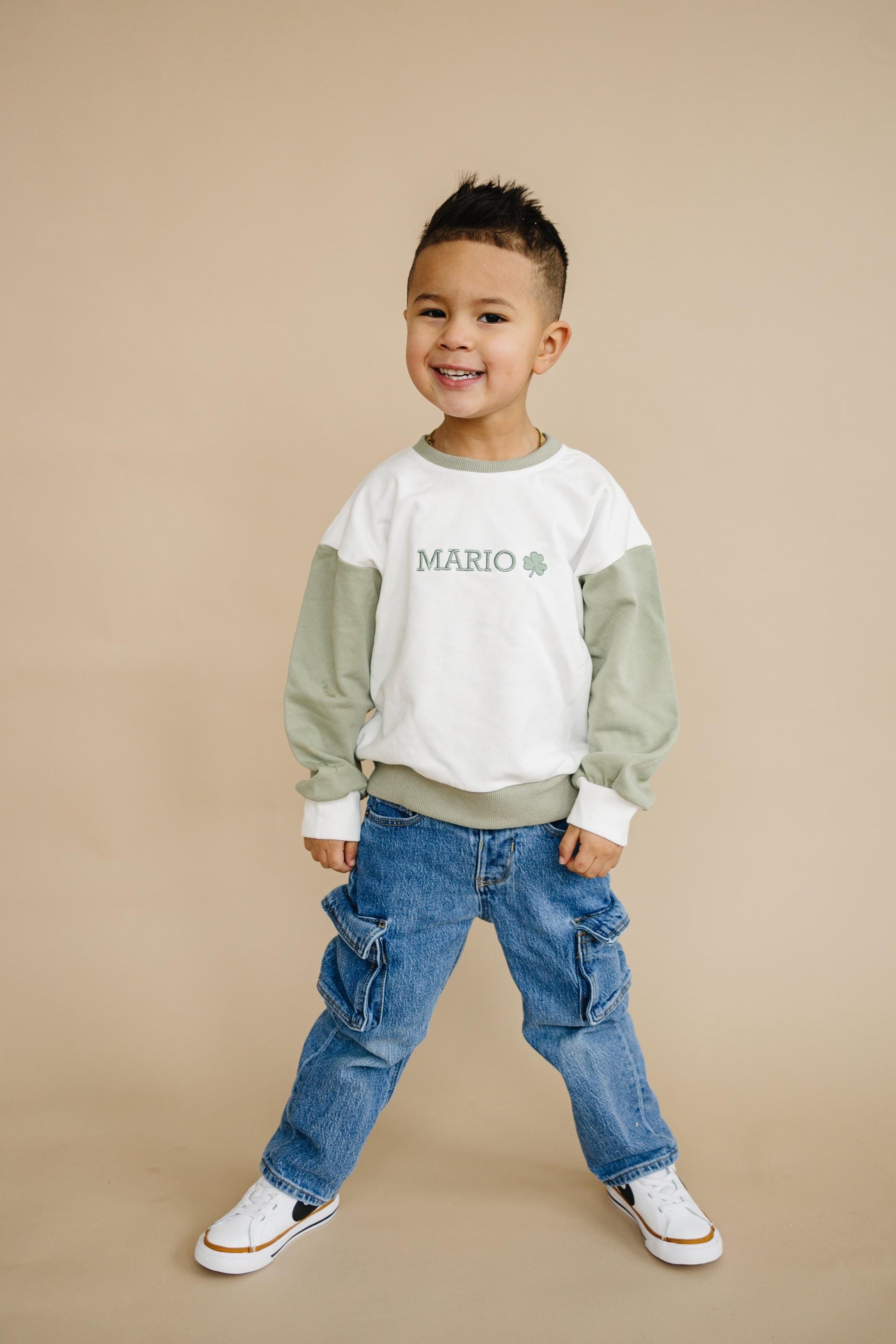 Custom Embroidered St. Patrick's Day Colorblock Sweatshirt - Crewneck or Romper