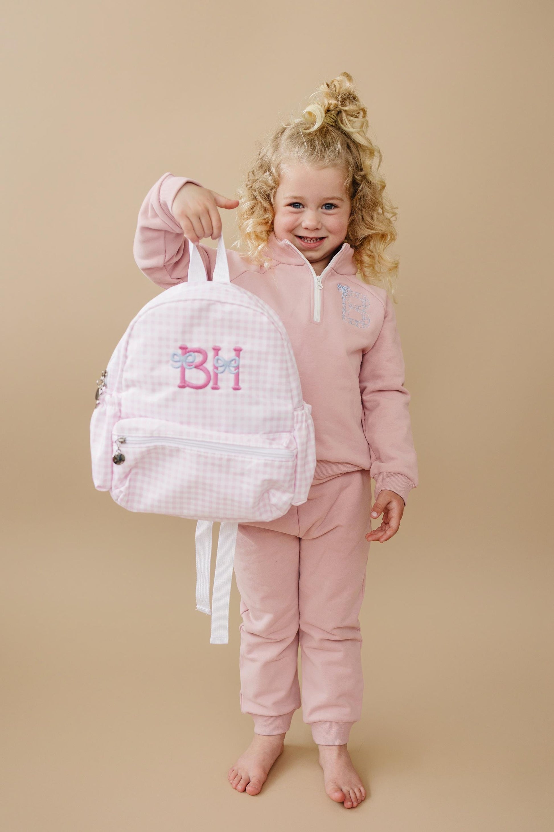 Custom Embroidered Gingham Toddler Backpack - More Colors