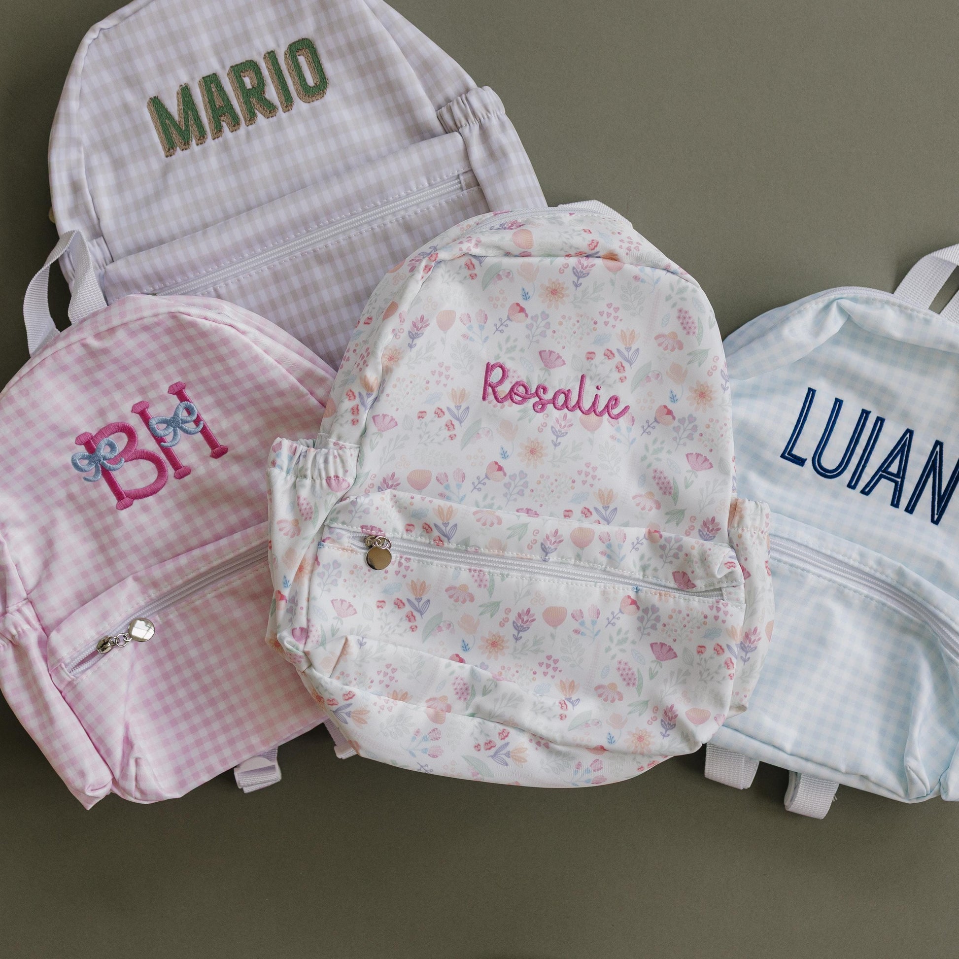 Custom Embroidered Gingham Toddler Backpack - Pink