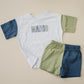Custom Embroidery Colorblock Oversized Tee and Shorts Set
