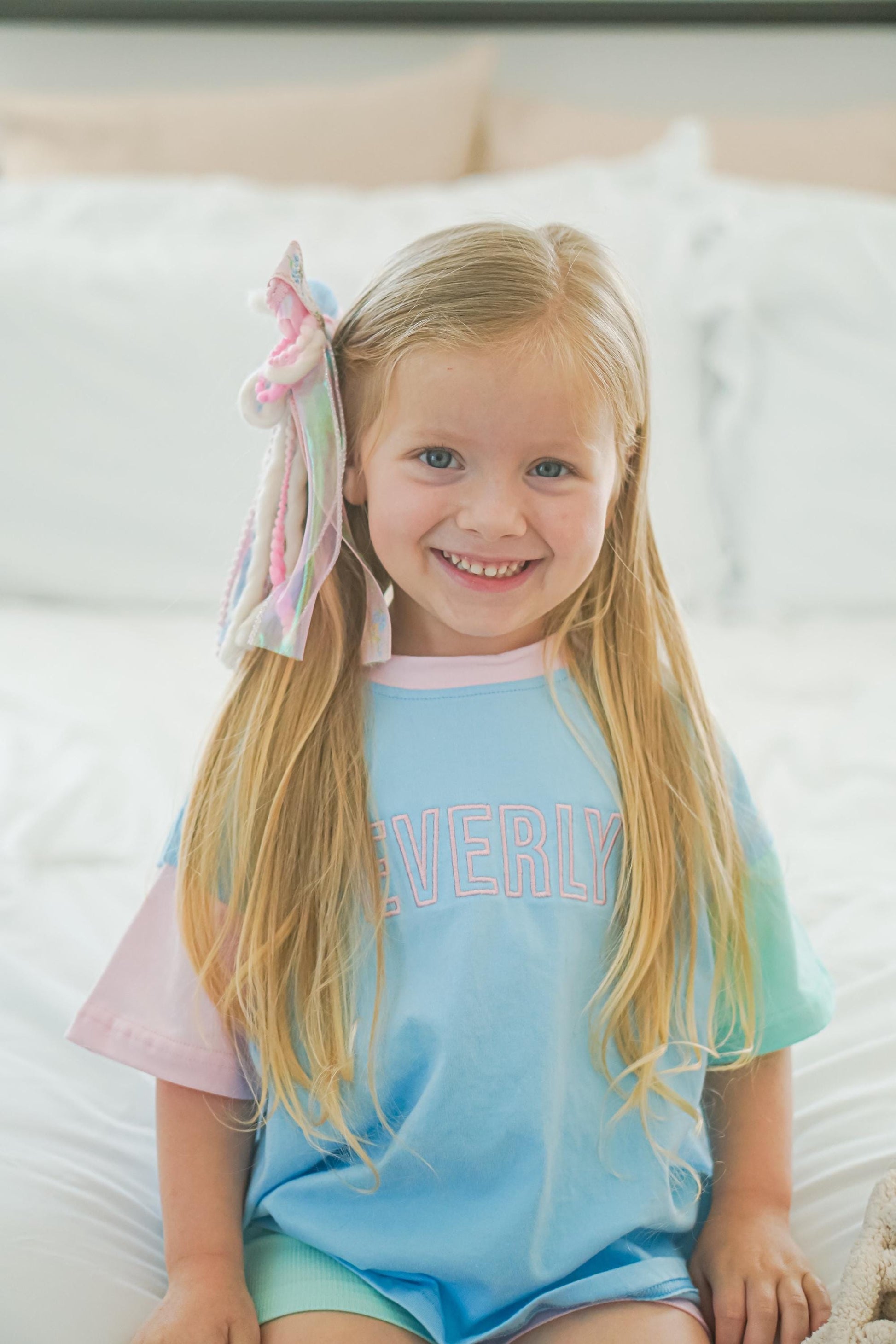 Custom Embroidered Colorblock Tee and Biker Shorts Set