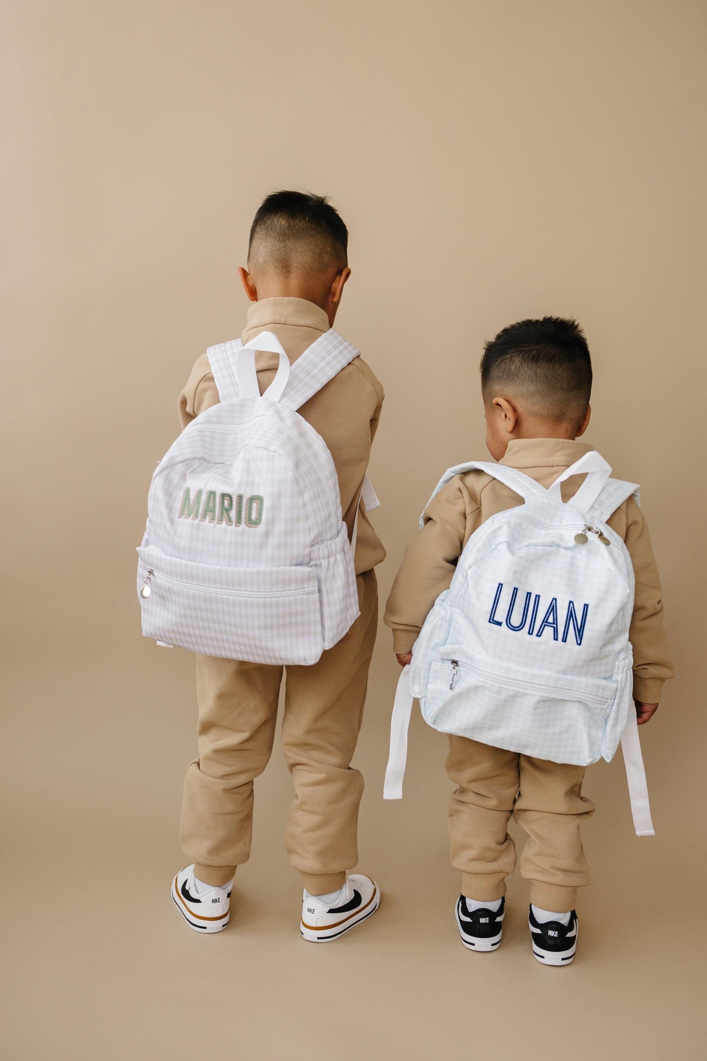 Custom Embroidered Gingham Toddler Backpack - Blue