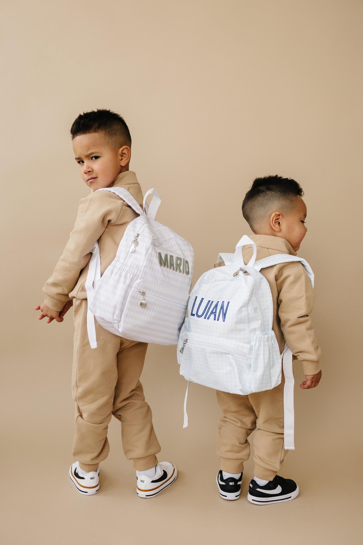 Custom Embroidered Gingham Toddler Backpack - Blue