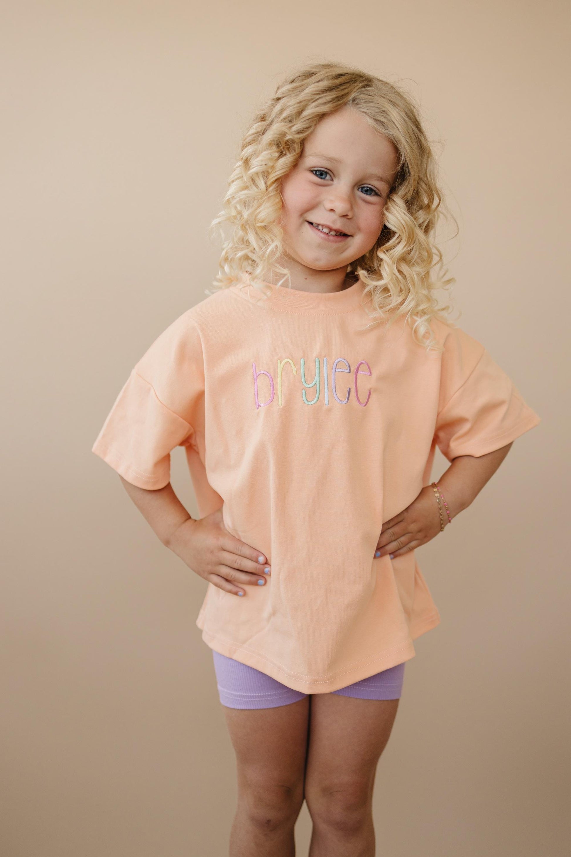 Custom Embroidered Oversized Tee or T-Shirt Romper - Creamsicle
