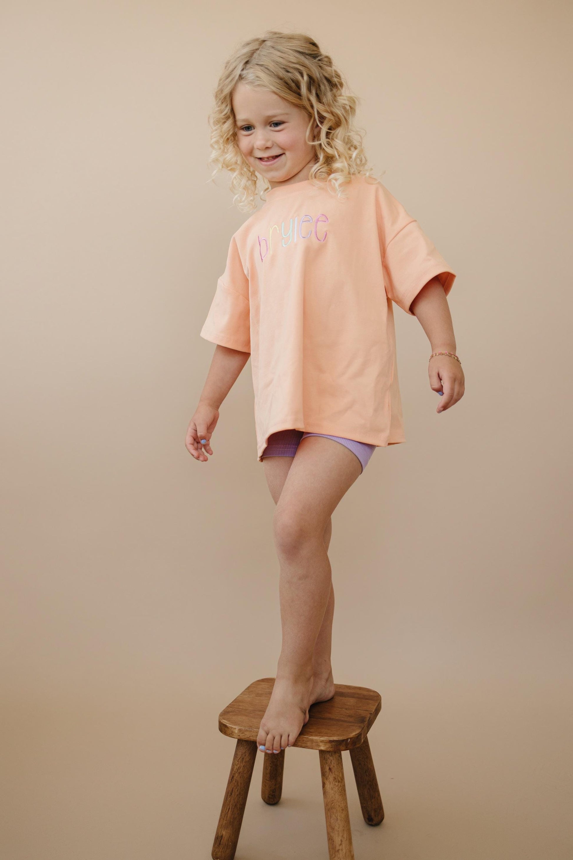 Custom Embroidered Oversized Tee or T-Shirt Romper - Creamsicle