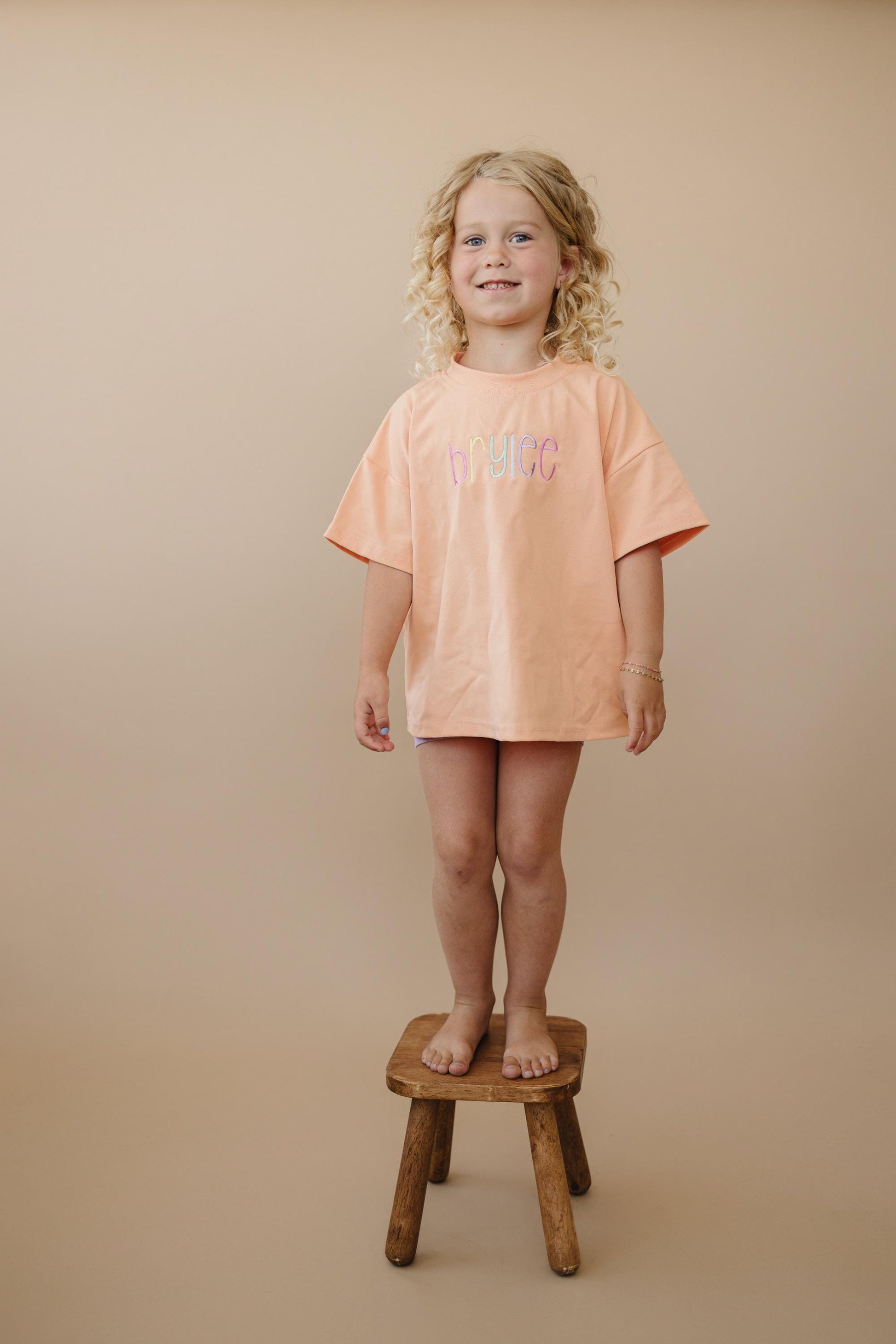 Custom Embroidered Oversized Tee or T-Shirt Romper - Creamsicle