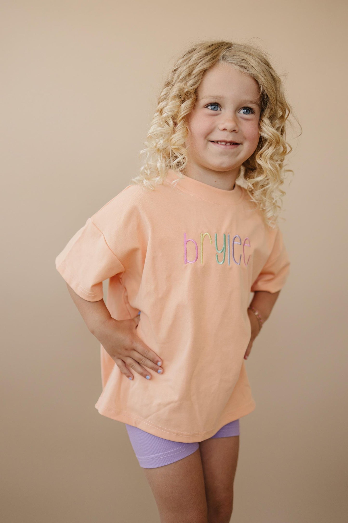 Custom Embroidered Oversized Tee or T-Shirt Romper - Creamsicle