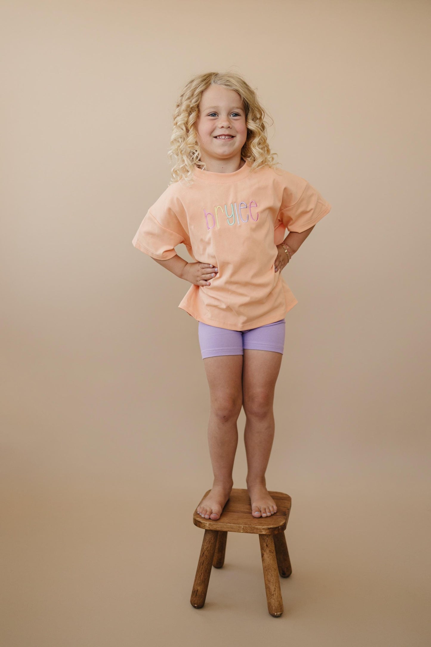 Custom Embroidered Oversized Tee or T-Shirt Romper - Creamsicle