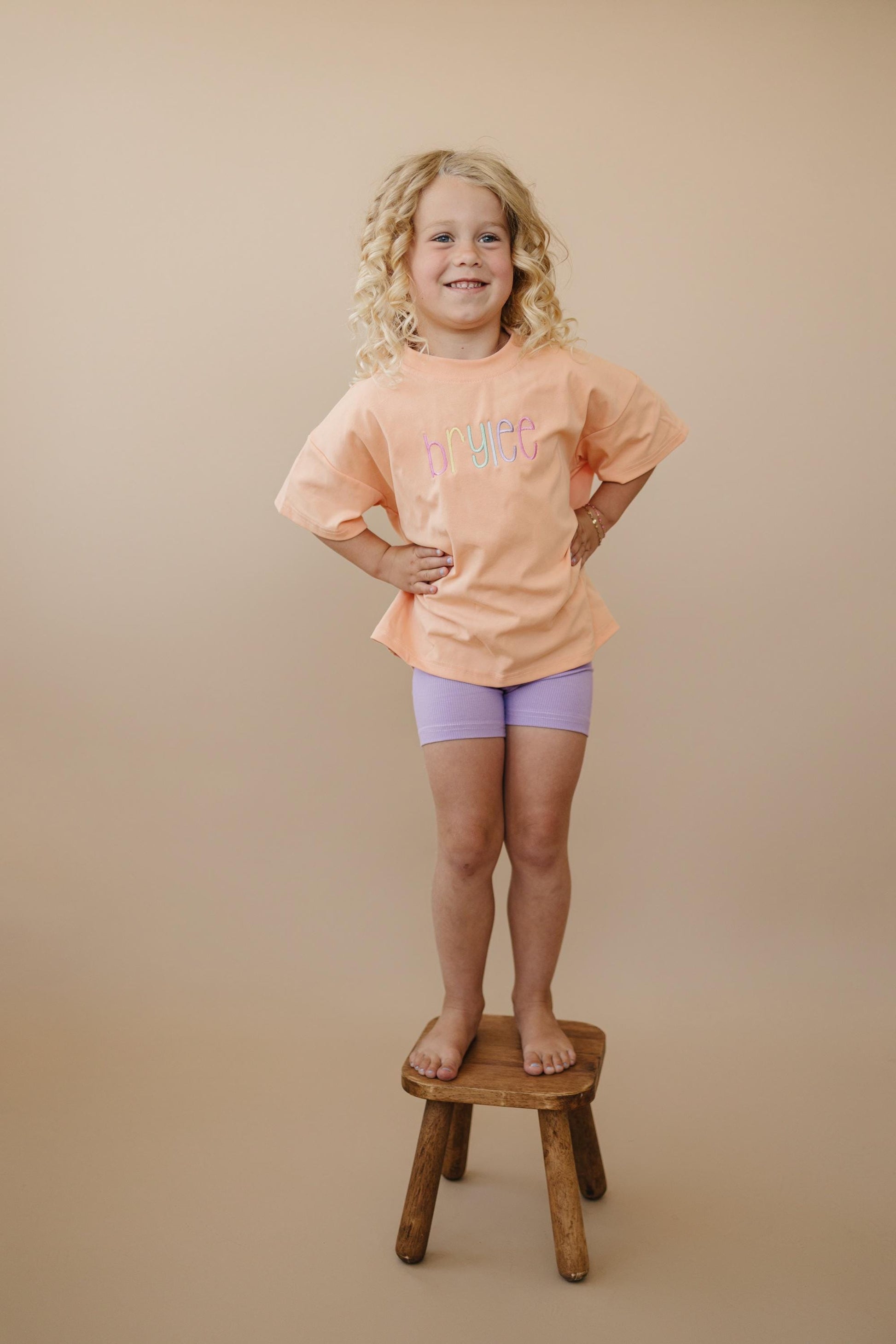 Custom Embroidered Oversized Tee or T-Shirt Romper - Creamsicle