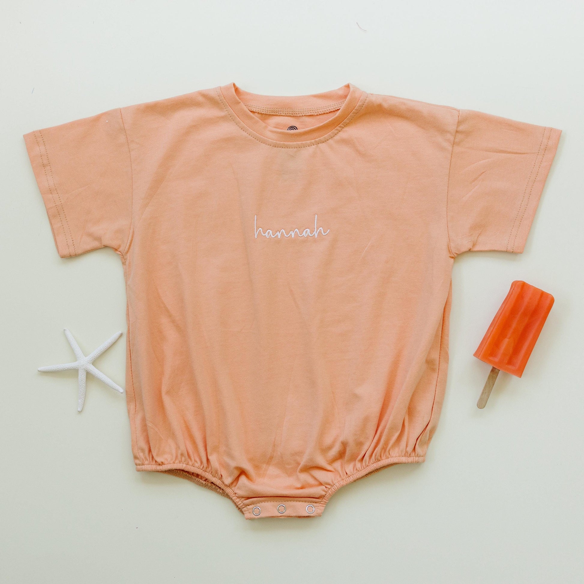 Custom Embroidered Oversized Tee or T-Shirt Romper - Creamsicle