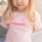 Custom Embroidered Organic Cotton Shorts Set - Pink