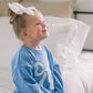 Blue Toile Applique Bow Sweatshirt Romper or Crewneck