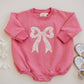Applique Floral Bow Sweatshirt Romper