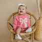 Applique Floral Bow Sweatshirt Romper