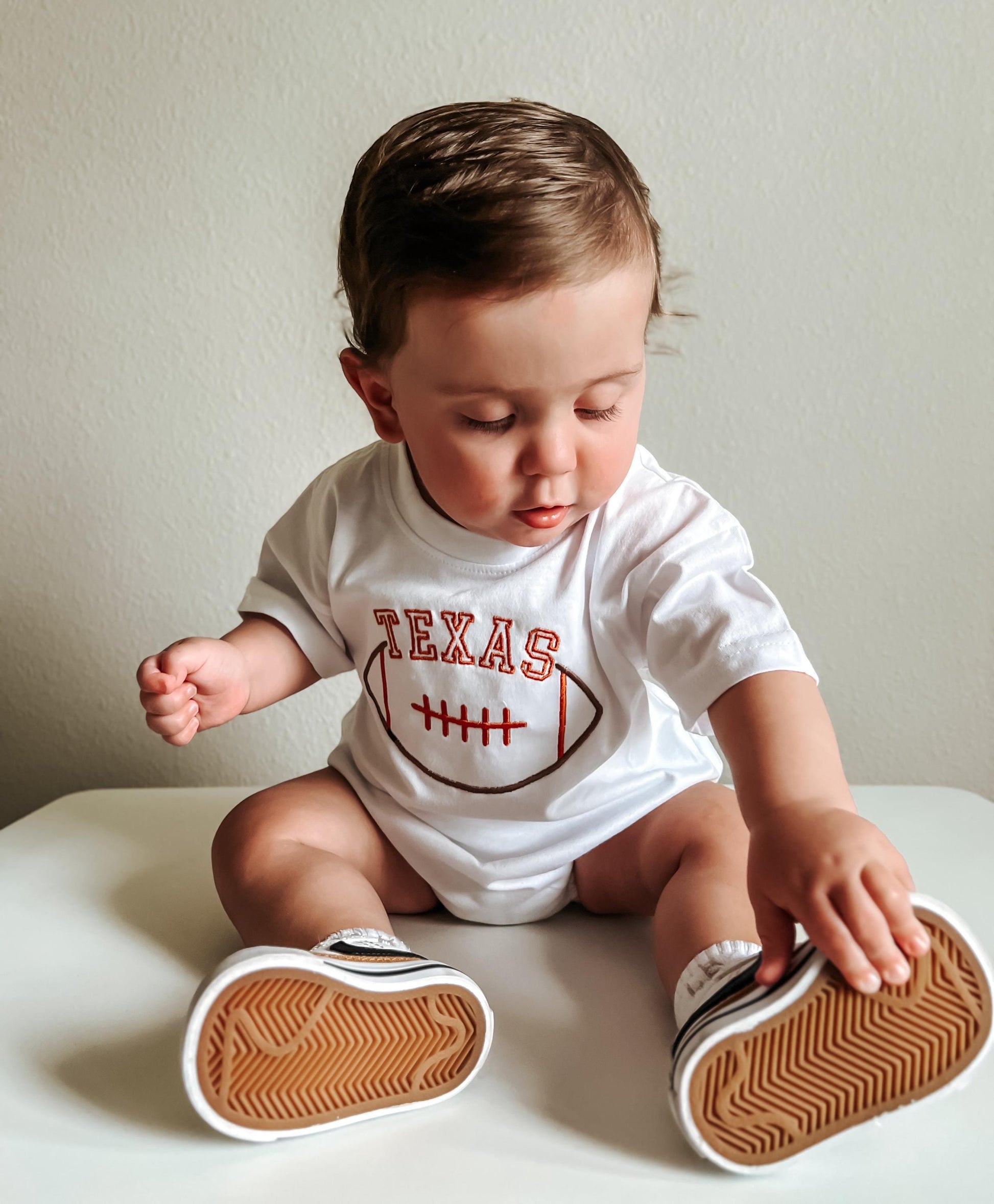 Custom Embroidered Organic Cotton T-Shirt Romper - Football Team Spirit - Custom Embroidered Oversized T-Shirt Romper - Personalized Touch