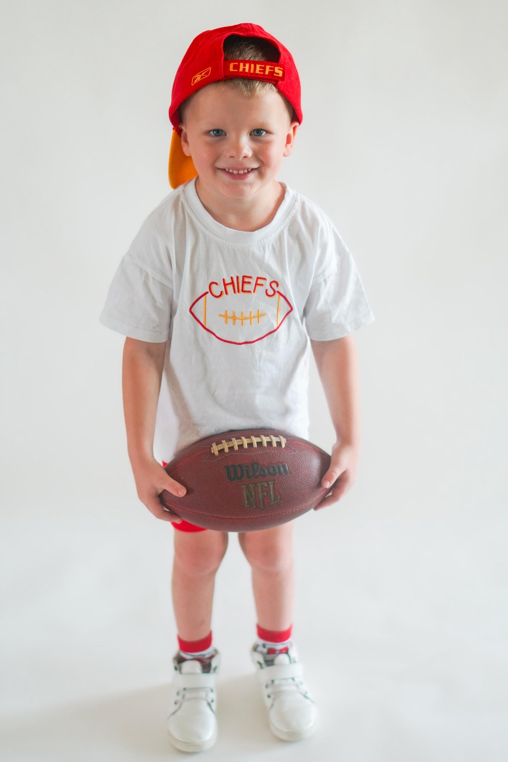 Custom Embroidered Organic Cotton T-Shirt Romper - Football Team Spirit - Custom Embroidered Oversized T-Shirt Romper - Personalized Touch