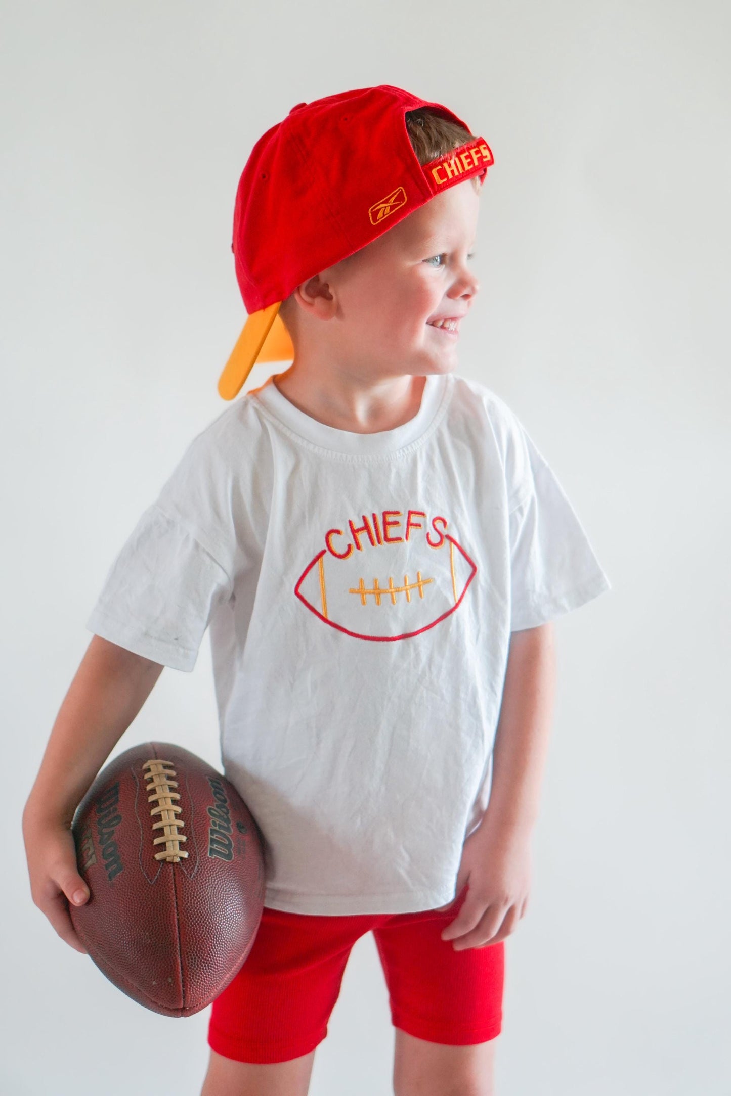 Custom Embroidered Organic Cotton T-Shirt Romper - Football Team Spirit - Custom Embroidered Oversized T-Shirt Romper - Personalized Touch