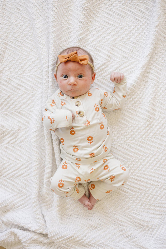 Pumpkin Posie 2pc Bamboo Pajamas for Kids - Sizes Newborn & Up!