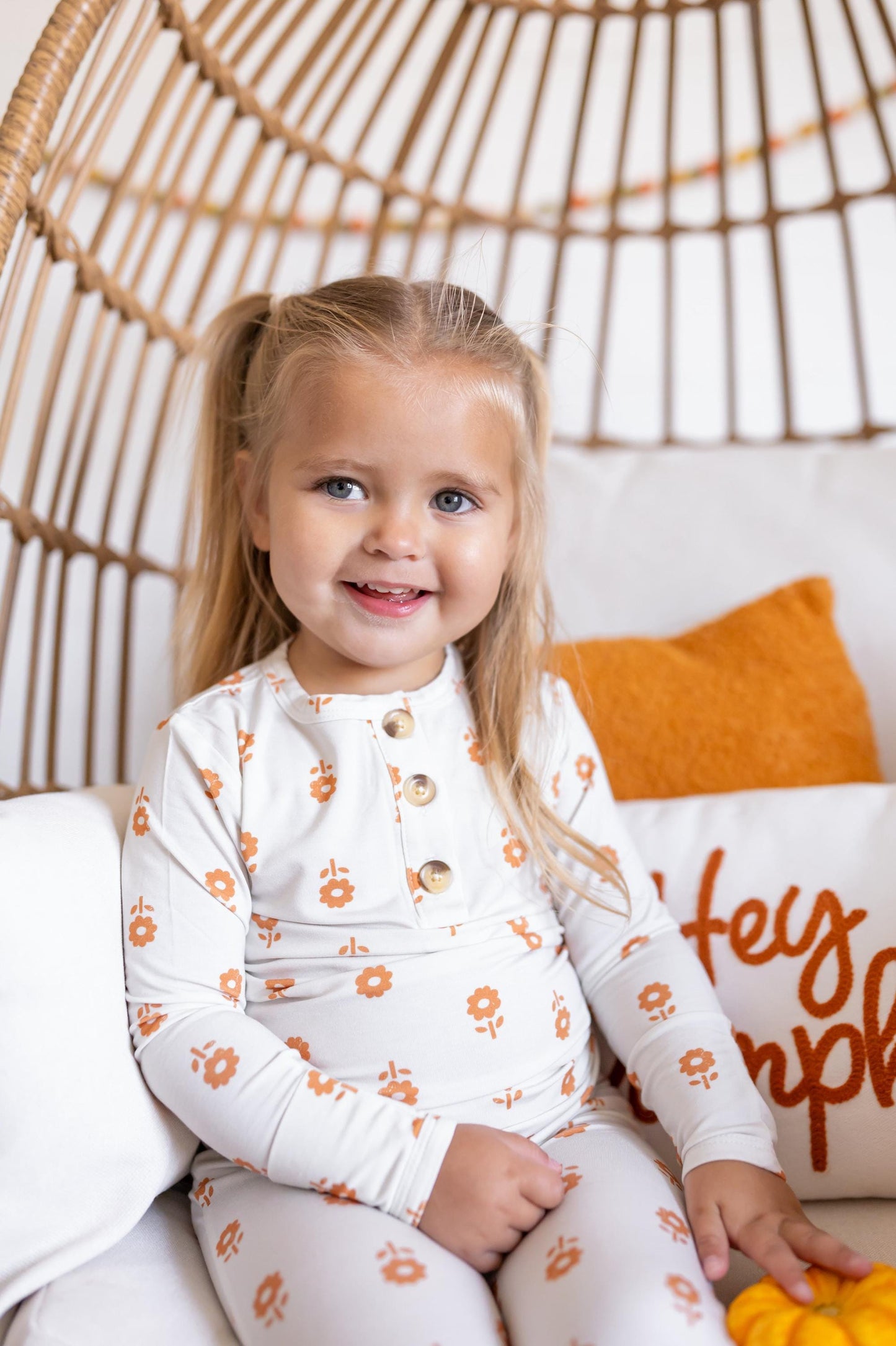Pumpkin Posie 2pc Bamboo Pajamas for Kids - Sizes Newborn & Up!
