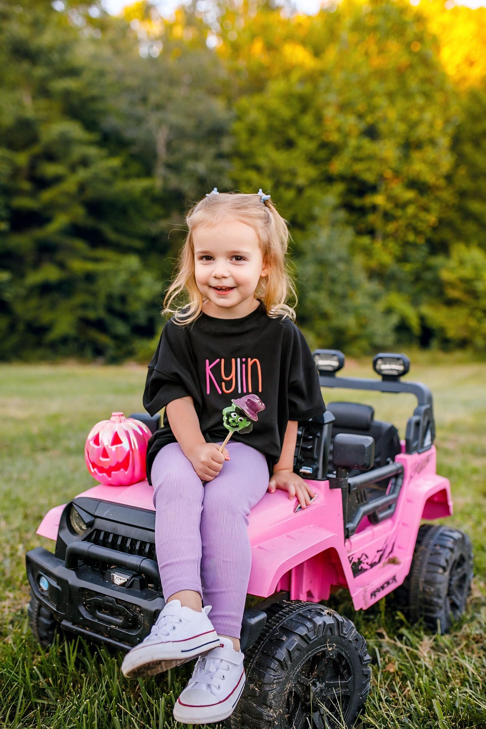 Custom Embroidered Black Halloween Tee, Sweatshirt or Bubble Romper - Custom Clothing Items - Oversized Fit T-Shirts - French Terry Material