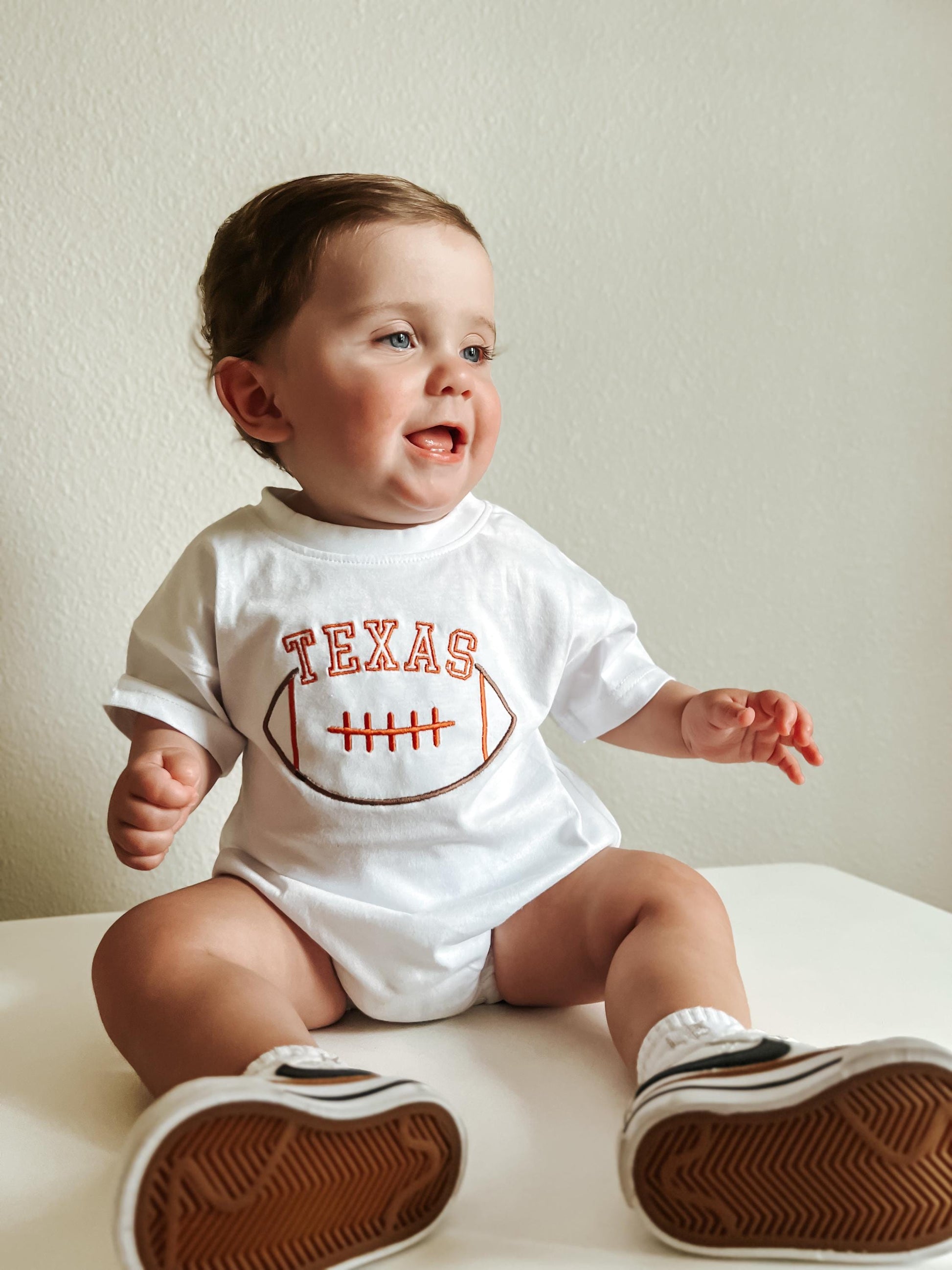 Custom Embroidered Organic Cotton T-Shirt Romper - Football Team Spirit - Custom Embroidered Oversized T-Shirt Romper - Personalized Touch
