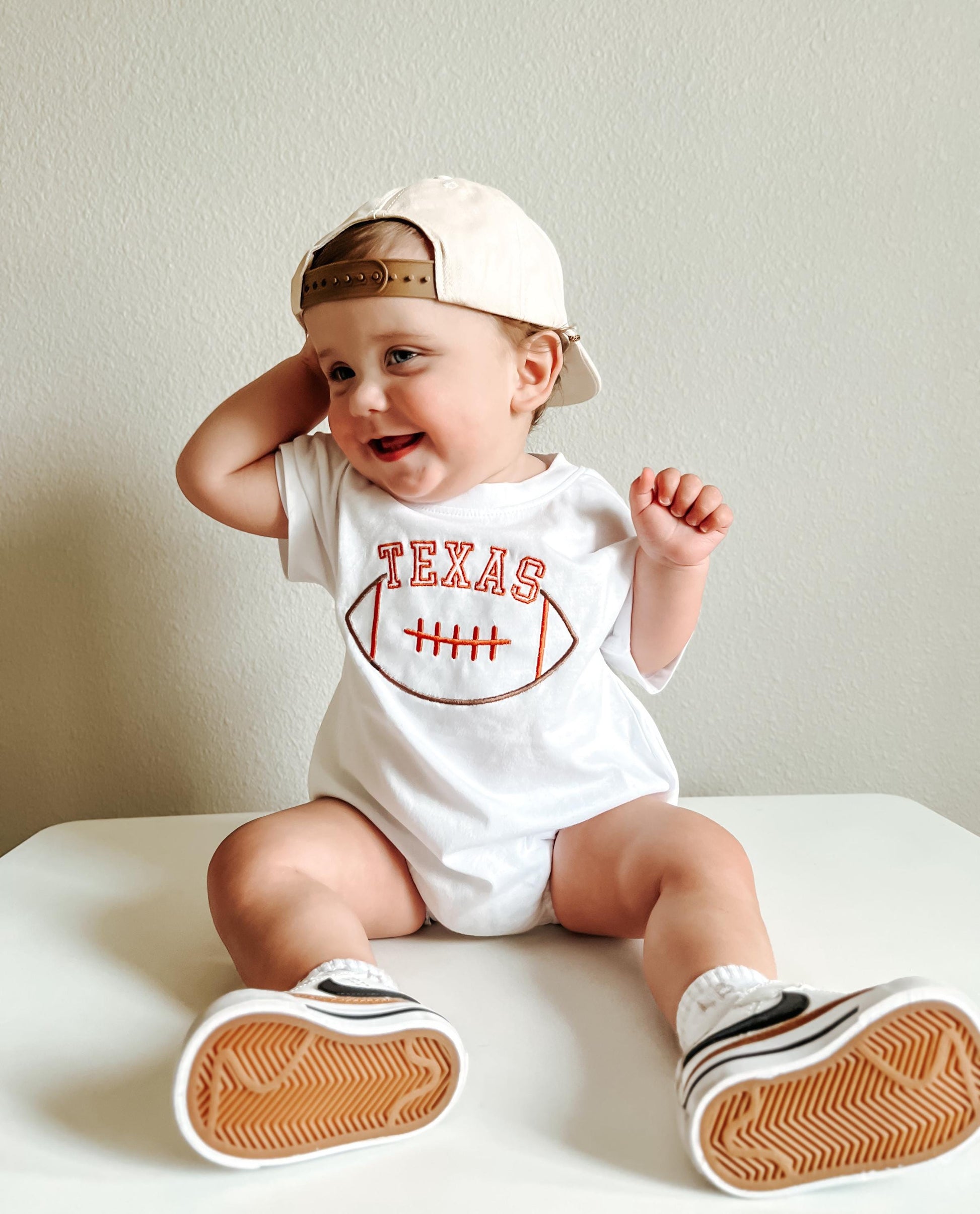 Custom Embroidered Organic Cotton T-Shirt Romper - Football Team Spirit - Custom Embroidered Oversized T-Shirt Romper - Personalized Touch