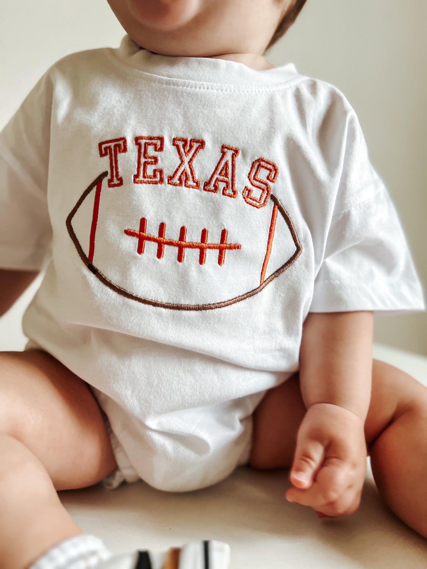 Custom Embroidered Organic Cotton T-Shirt Romper - Football Team Spirit - Custom Embroidered Oversized T-Shirt Romper - Personalized Touch