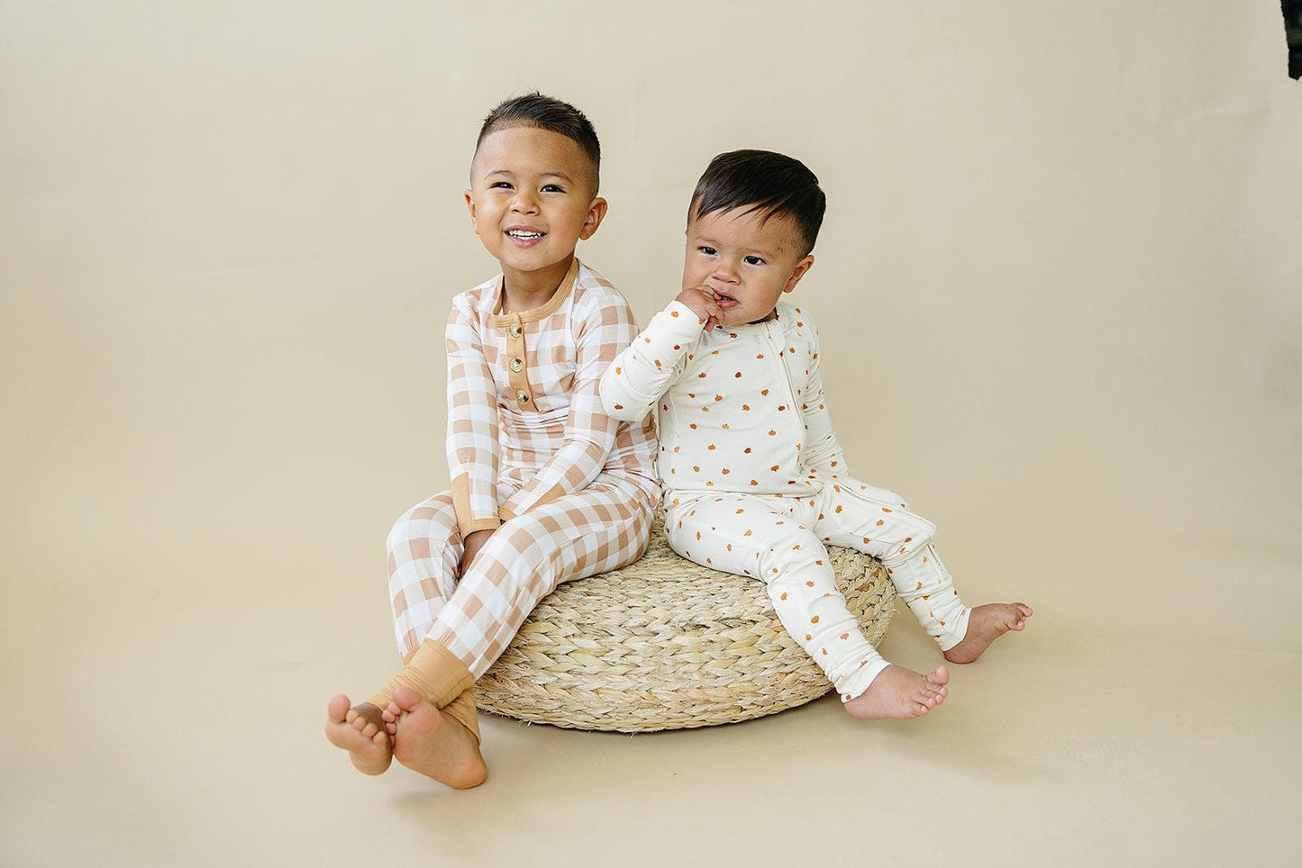 Golden Gingham 2pc Henley Bamboo Pajamas - Sizes Newborn & Up!