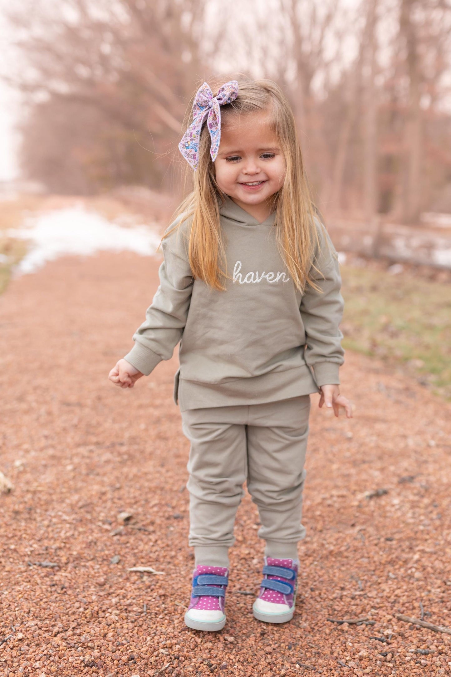 Custom Embroidered Organic Cotton Hoodie Jogger Set - Sage
