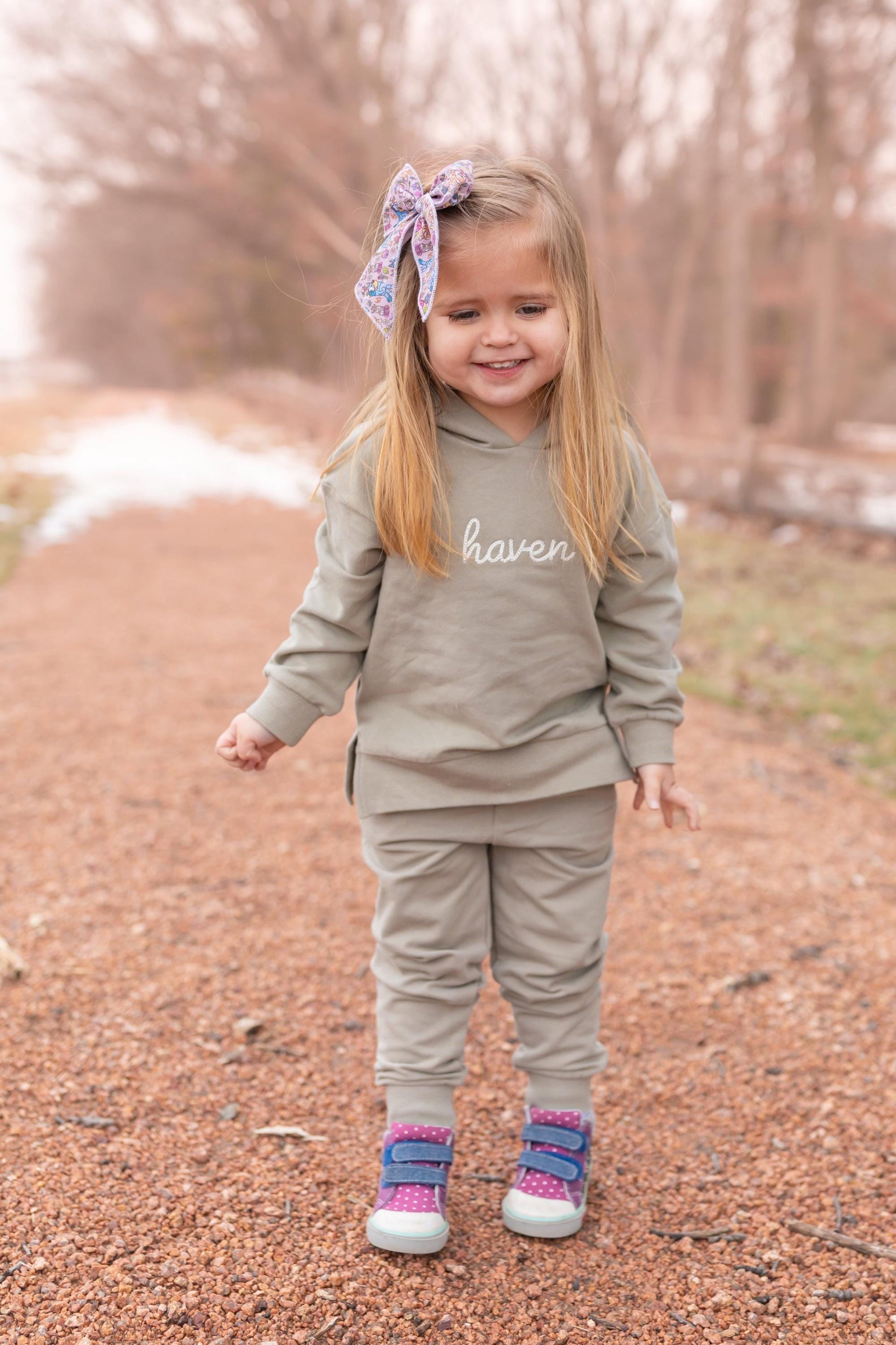Custom Embroidered Organic Cotton Hoodie Jogger Set - Sage