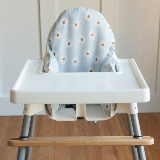 Blue Daisy Cushion Cover for the IKEA Antilop Highchair - Flower Wipeable IKEA Antilop Cushion Cover with Inflatable Cushion Insert - Girl