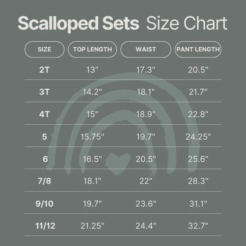 Custom Embroidered Scalloped Set - Valentine's Day Red, Cream, Green or Brown