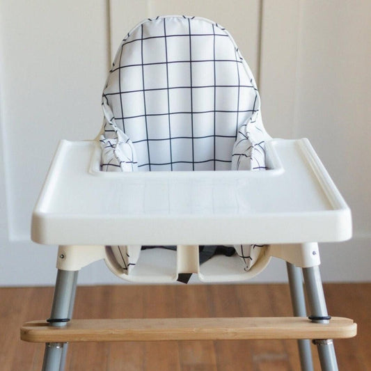 White & Black Windowpane Cushion Cover for the IKEA Antilop Highchair - Wipeable IKEA Antilop Cushion Cover Inflatable Insert - Checkered