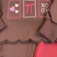 Custom Embroidered Girls Scalloped Set - Brown