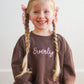 Custom Embroidered Girls Scalloped Set - Brown