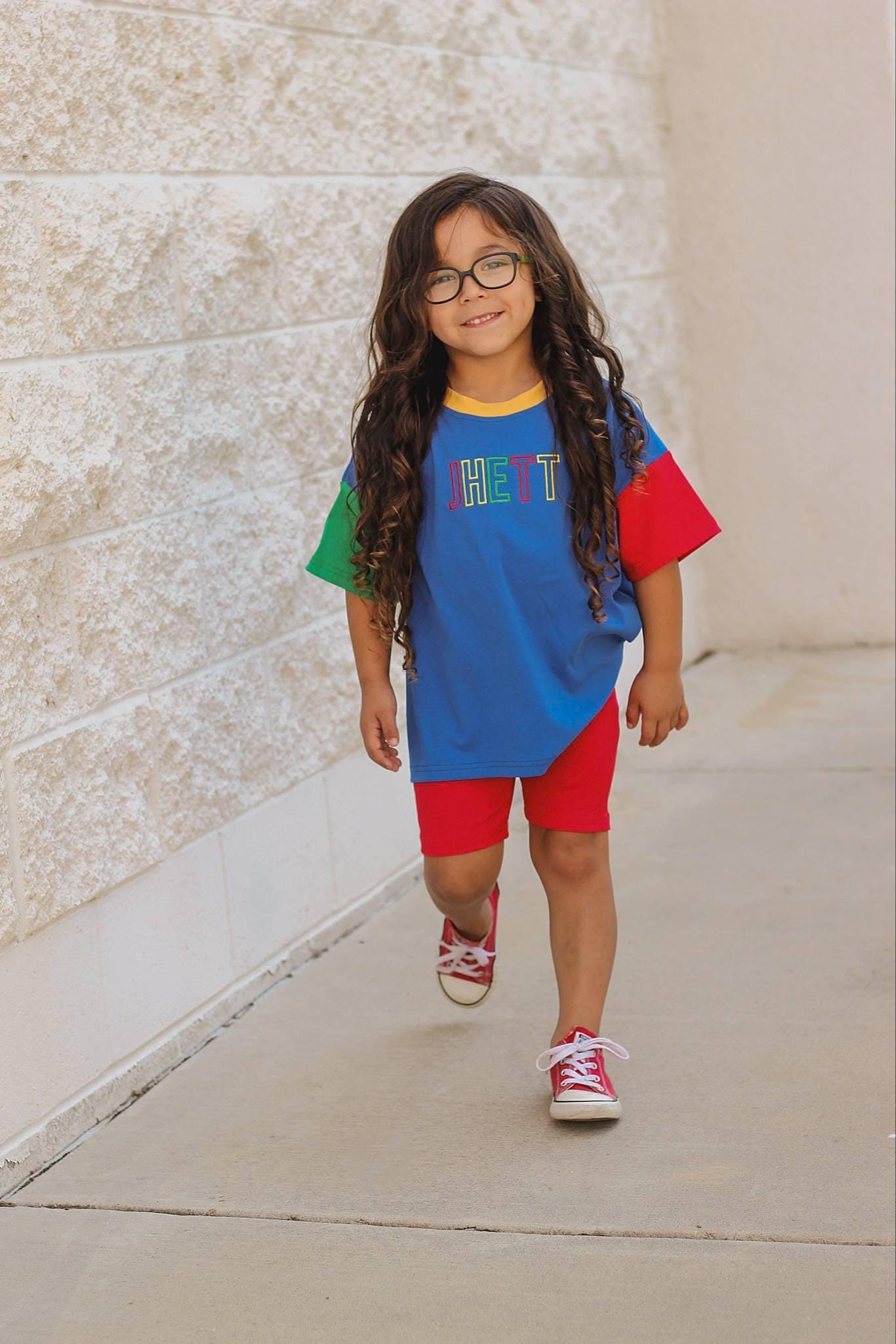 Custom Embroidered 90s Oversized Tee - optional choice of bottoms